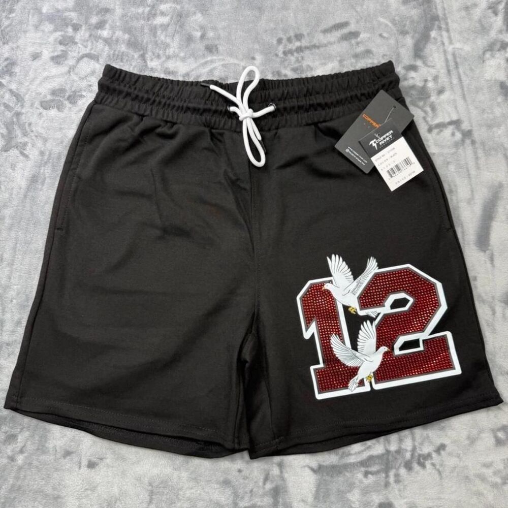 Copper-rivet Men's Black and Grey Shorts